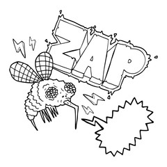 speech bubble cartoon fly zapped