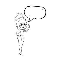 speech bubble cartoon woman wearing santa hat