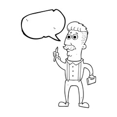 speech bubble cartoon man with notebook