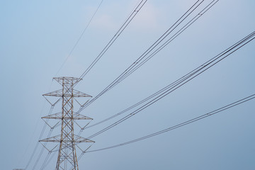 Fototapeta premium Electric Transmission Tower with sky background.