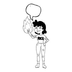 speech bubble cartoon rock girl