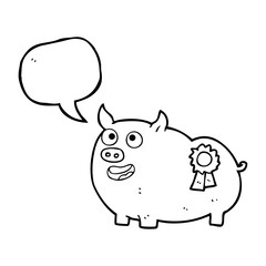 speech bubble cartoon prize winning pig