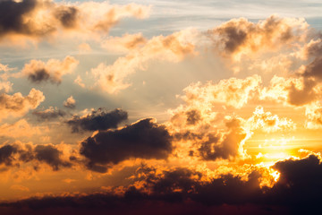 colorful dramatic sky with cloud at sunset