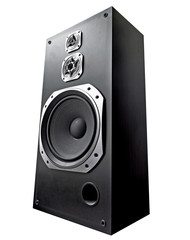 Audio speaker on white background