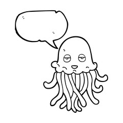 Obraz premium speech bubble cartoon octopus