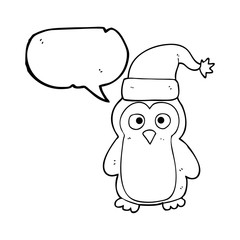 speech bubble cartoon christmas penguin