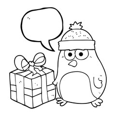 speech bubble cartoon christmas robin