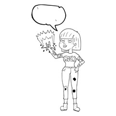 Obraz premium speech bubble cartoon rock girl