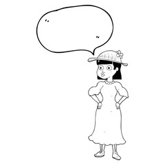 speech bubble cartoon woman in muddy dress