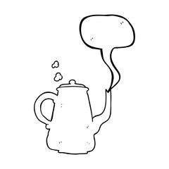 speech bubble cartoon steaming coffee pot