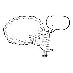 speech bubble cartoon owl pointing