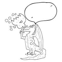 speech bubble cartoon happy dragon breathing fire