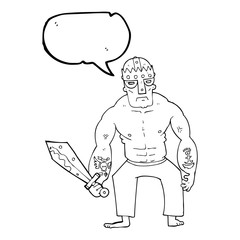 speech bubble cartoon warrior