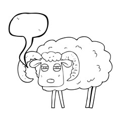 speech bubble cartoon ram covered in mud