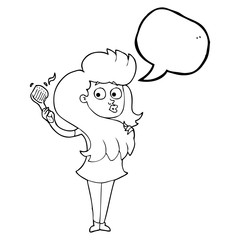 speech bubble cartoon woman brushing hair