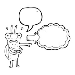 speech bubble cartoon bug pointing
