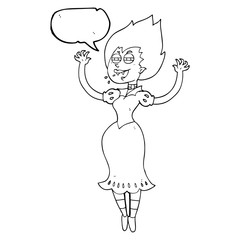 speech bubble cartoon vampire girl with bloody mouth