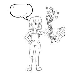 speech bubble cartoon female electrician