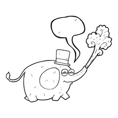 speech bubble cartoon elephant squirting water