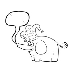 speech bubble cartoon elephant wearing circus hat