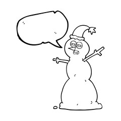 speech bubble cartoon unhappy snowman