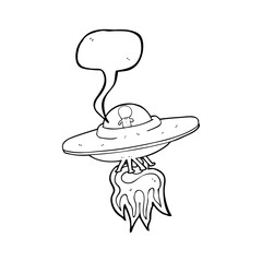 speech bubble cartoon alien flying saucer