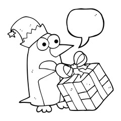 speech bubble cartoon christmas penguin
