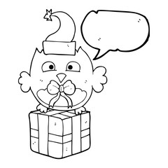 speech bubble cartoon christmas owl