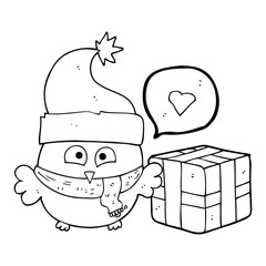 speech bubble cartoon christmas owl