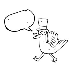 speech bubble cartoon duck in top hat