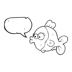 funny speech bubble cartoon fish with big pretty eyes
