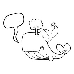speech bubble cartoon whale wearing christmas hat