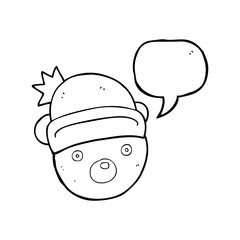 speech bubble cartoon teddy bear wearing christmas hat
