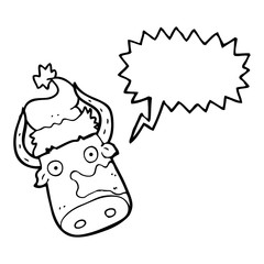 speech bubble cartoon cow wearing christmas hat