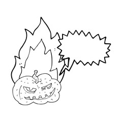 speech bubble cartoon flaming halloween pumpkin