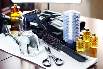 Tools hairdresser comb scissors