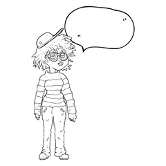speech bubble cartoon geeky girl