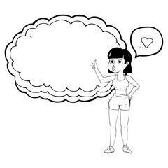 speech bubble cartoon gym woman