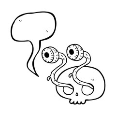 gross speech bubble cartoon eyeball skull