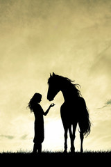 girl and horse silhouette © adrenalinapura