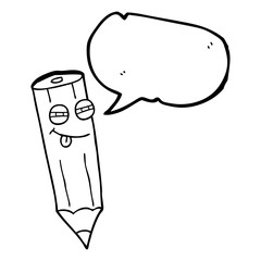 sly speech bubble cartoon pencil