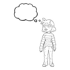 thought bubble cartoon casual alien girl