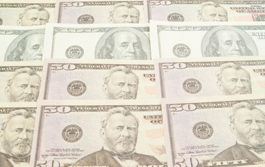 various of some dollars banknotes background