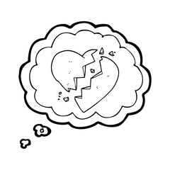 thought bubble cartoon broken heart