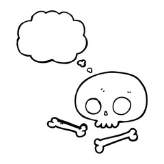 thought bubble cartoon skull and bones
