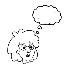 thought bubble cartoon female face