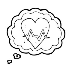 thought bubble cartoon heart rate pulse symbol