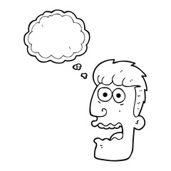 thought bubble cartoon shocked man