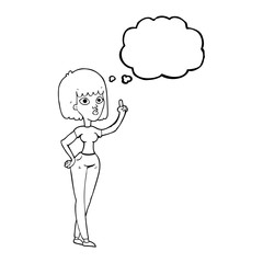 thought bubble cartoon woman with idea