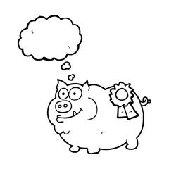 thought bubble cartoon prize winning pig